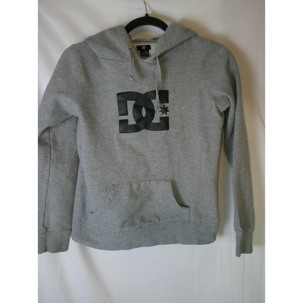 DC Shoes Grey Pullover Hoodie Sweatshirt Womens‎ Small Logo Pocket